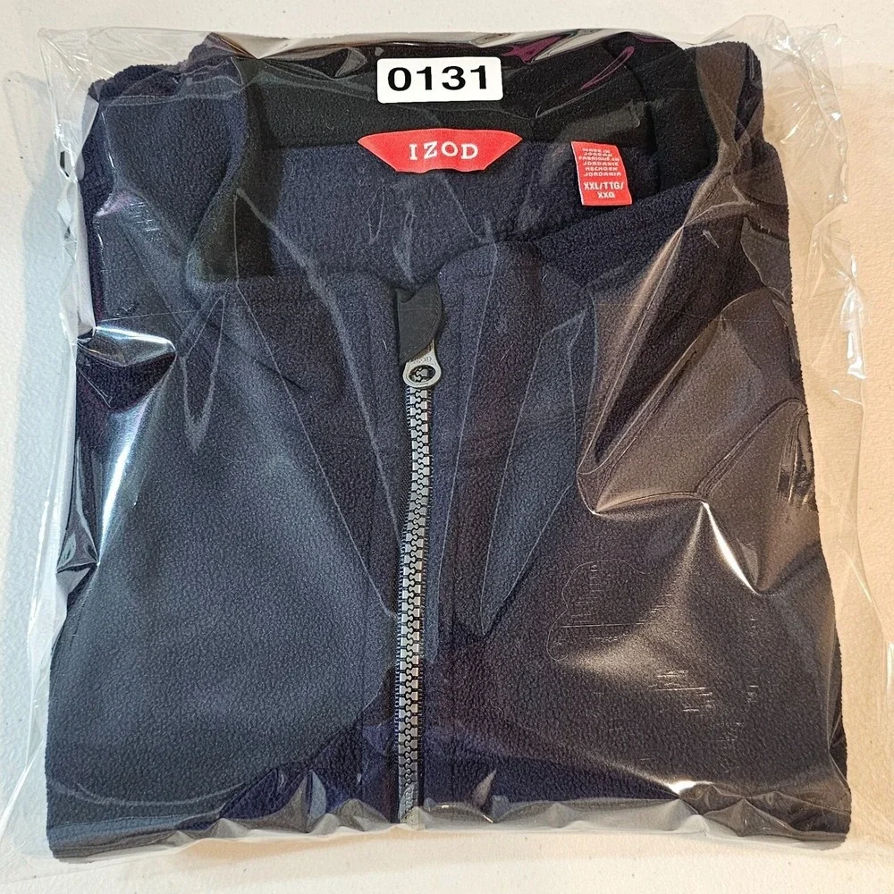 Izod Fleece Vest XXL Blue‎ Full Zip Pockets Golf
